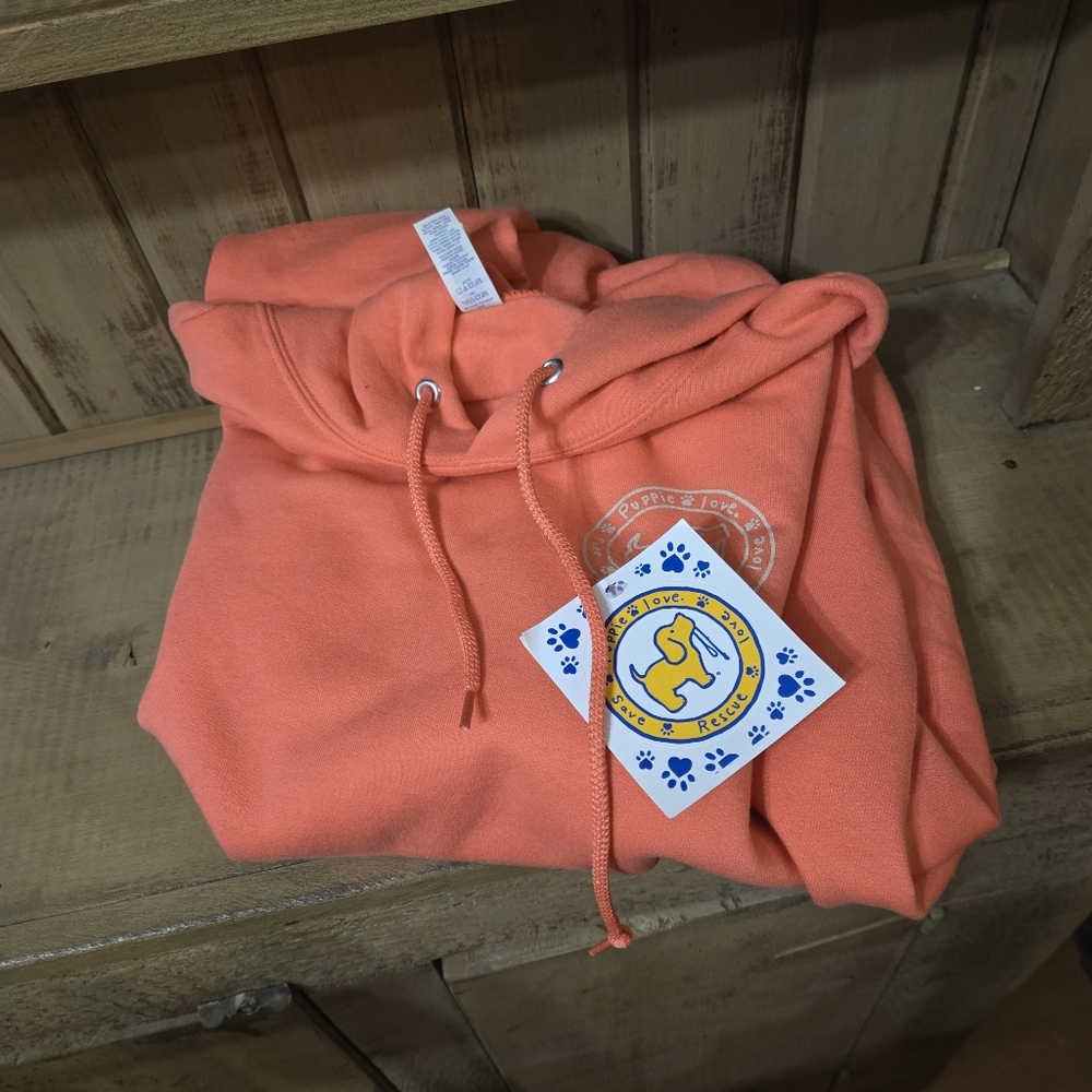 Puppie Love Sunset Coral Sand Pup Hoodie Sweatshirt Unisex Fit Medium
